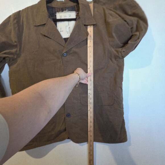 Billy Reid Mens Waxed Jacket Large Blazer Hunting Chore Work Brown Utility Canva - Picture 9 of 10
